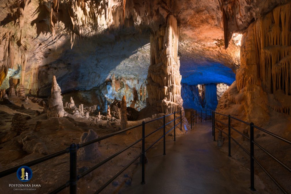 A view of the pathway through the Postojna Cave in Slovenia