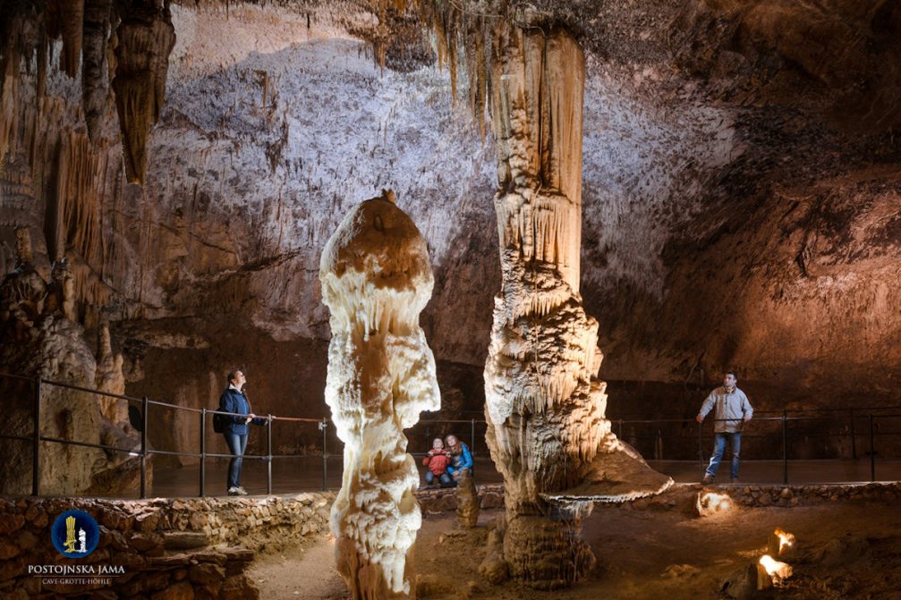 Inside the Postojna Cave, a huge tourist attraction in the Karst region of Slovenia