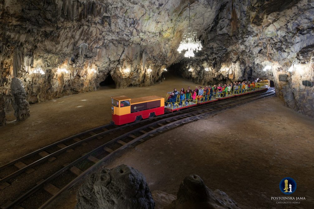 The electric tourist train in the Postojna Cave in Slovenia