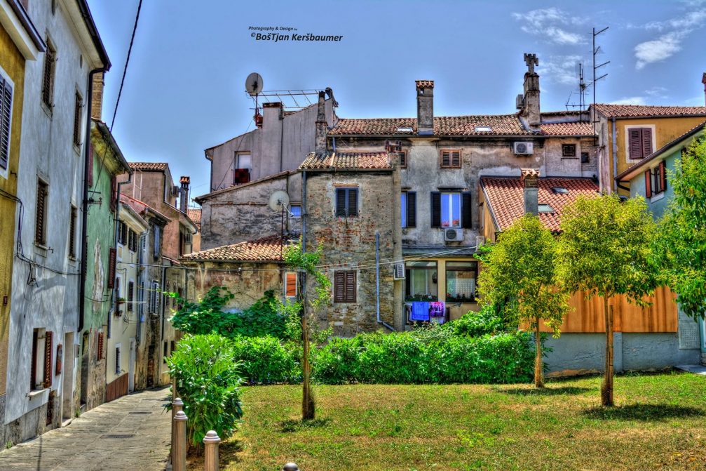 Historic houses in the old part of the town of Izola in Slovenia