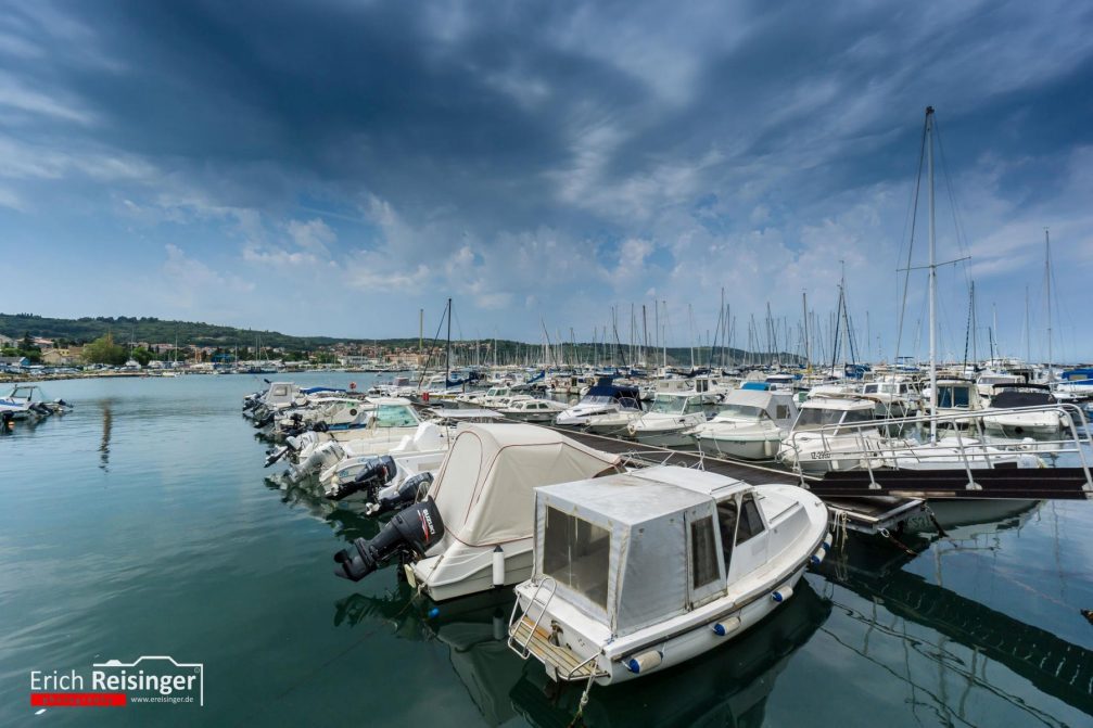 Boats in the Izola Marina in the Adriatic Sea in Slovenia