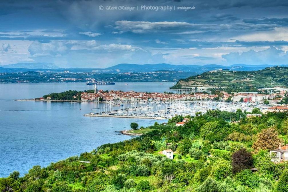 A gorgeous panorama of the town of Izola, Slovenia