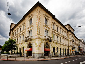 Exterior of Hostel Zeppelin in Ljubljana, the capital of Slovenia