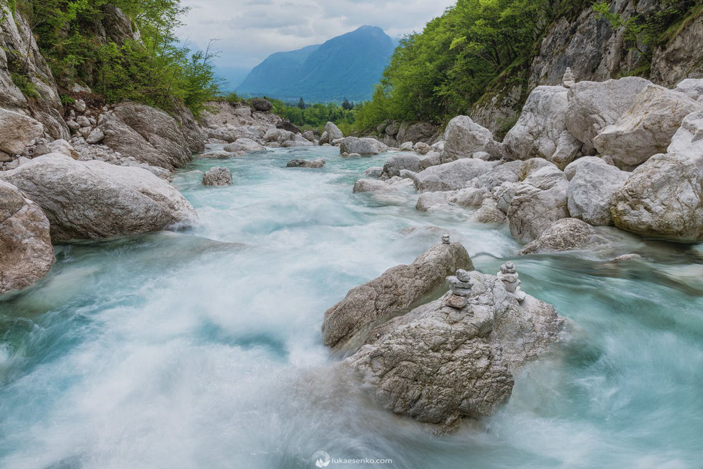 Boka river looking towards the Soca valley, Slovenia