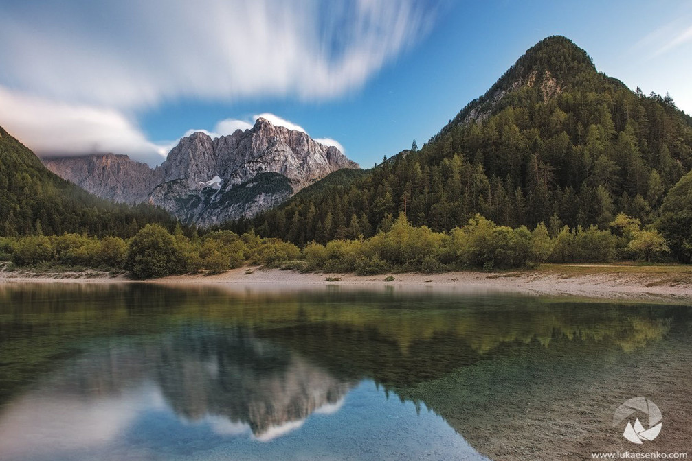 Lake Jasna is located near Kranjska Gora and offers stunning mountain views of Slovenian Alps