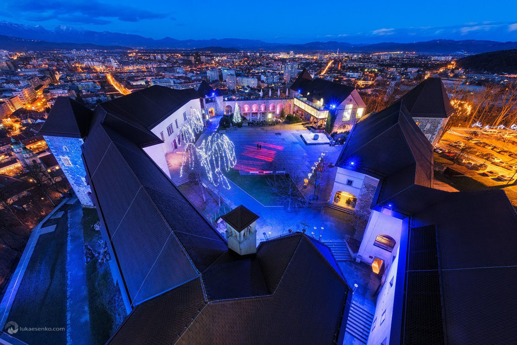 View of Slovenia's capital Ljubljana from the castle tower