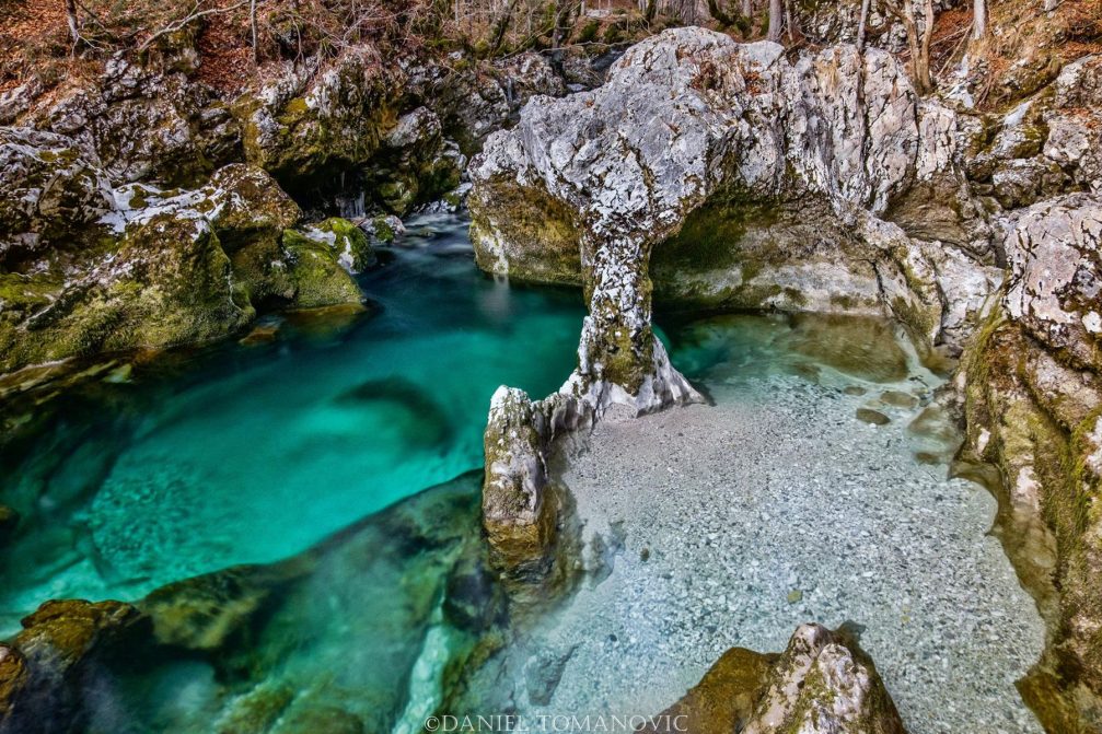 The Little Elephant natural formation in the Mostnica Gorge, the Bohinj area, Slovenia