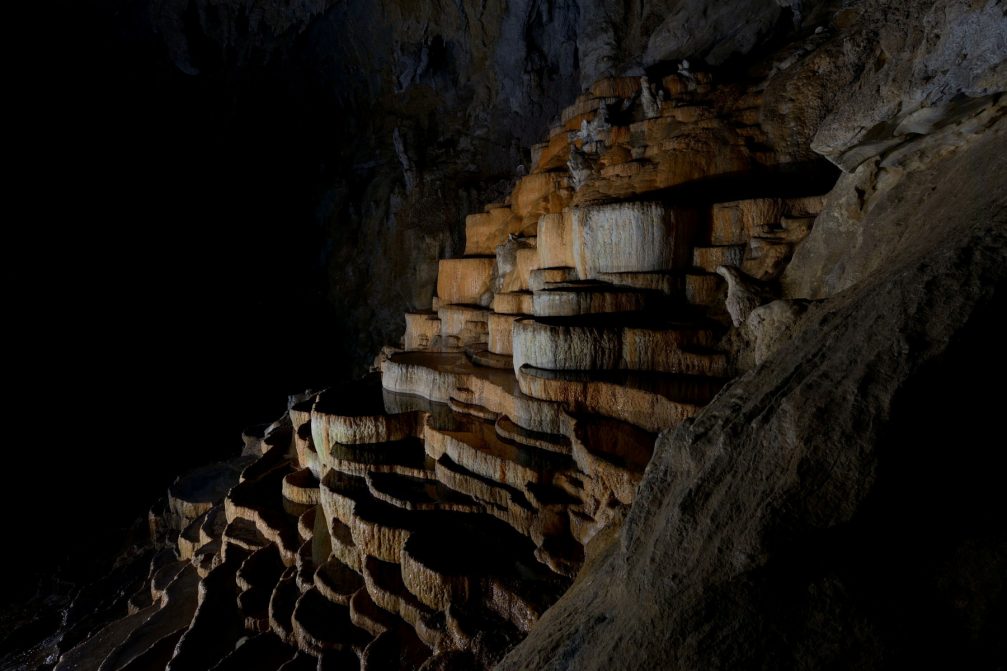 The Bowls Hall, terraced potholes shaped by the water inside Skocjan Caves in Slovenia