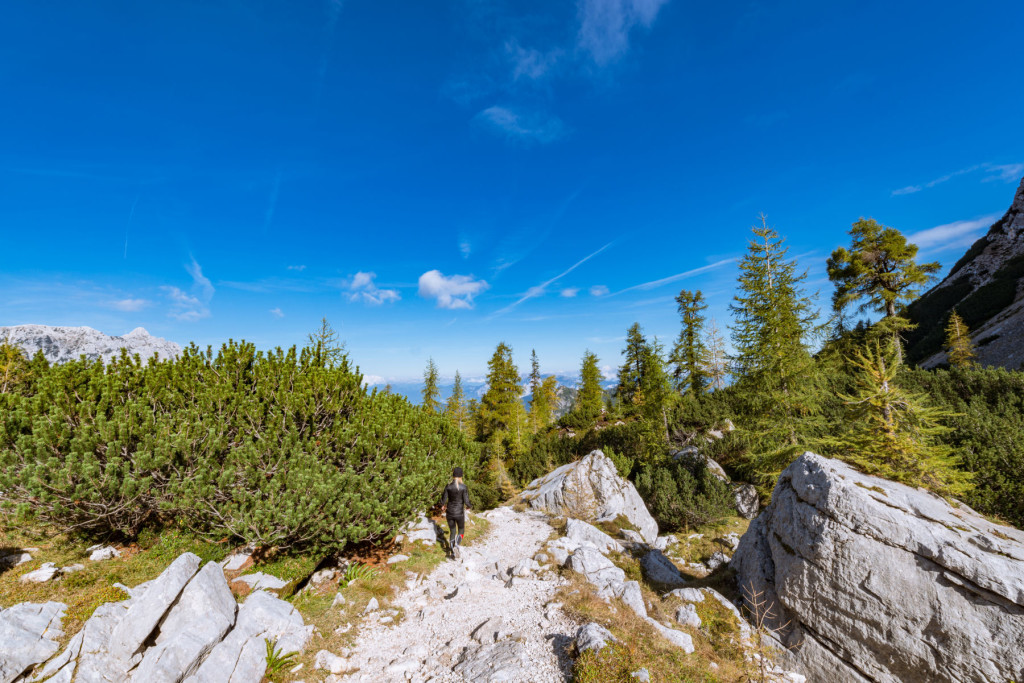 Beautiful sunny autumn day in the mountains of Slovenian Alps, Slovenia