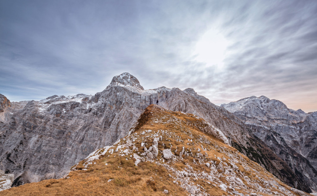 Mount Triglav north wall from the path to Bovski Gamsovec, Slovenian Alps, Slovenia
