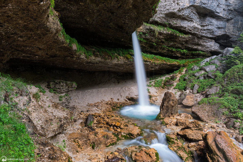 The 16 metres high upper Pericnik fall in the Vrata valley in Triglav National Park, Slovenia