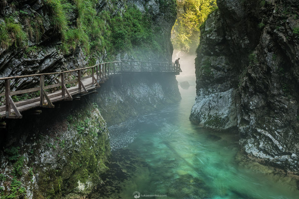 Vintgar Gorge is a strikingly picturesque gorge situated inside the Triglav National Park, Slovenia