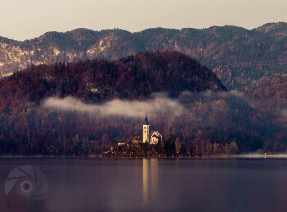 Bled Island with On the island in the middle of Lake Bled