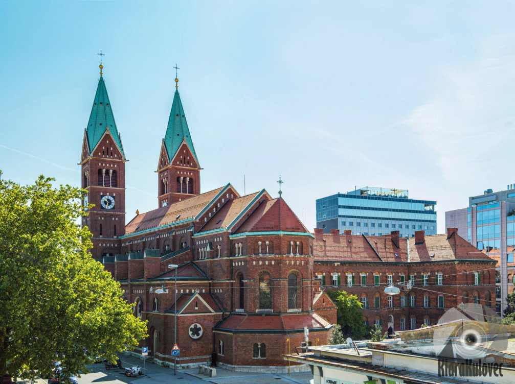 The red-bricked Franciscan church of St. Mary in Maribor, Slovenia