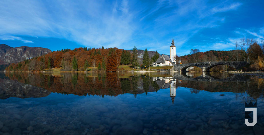 Lake Bohinj, Slovenia with the Church of St John the Baptist