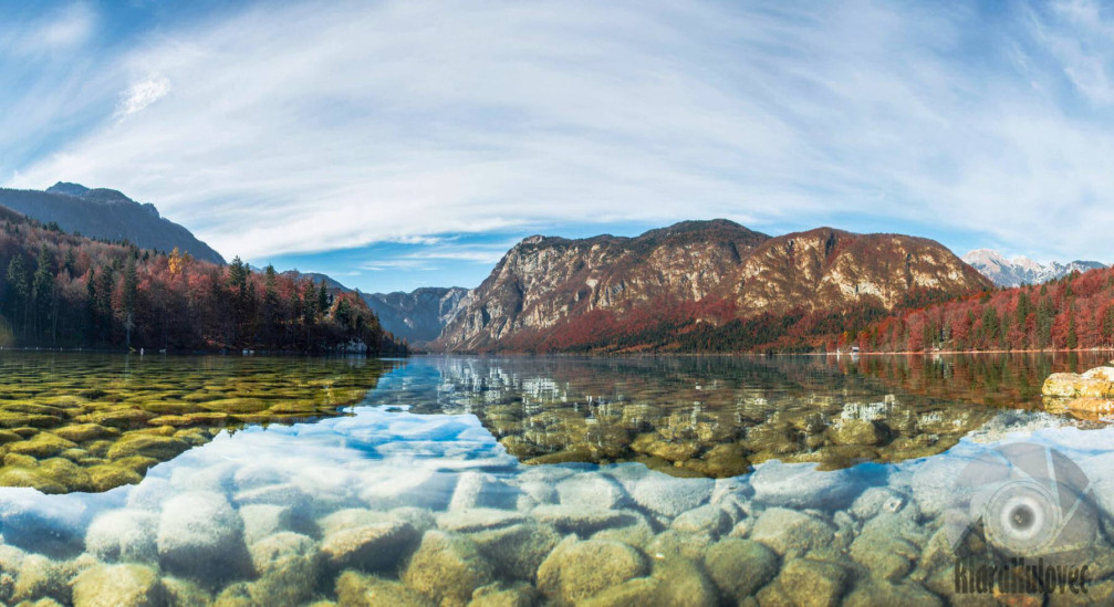 Lake Bohinj, Slovenia is gorgeously picturesque in autumn and the water is crystal clear