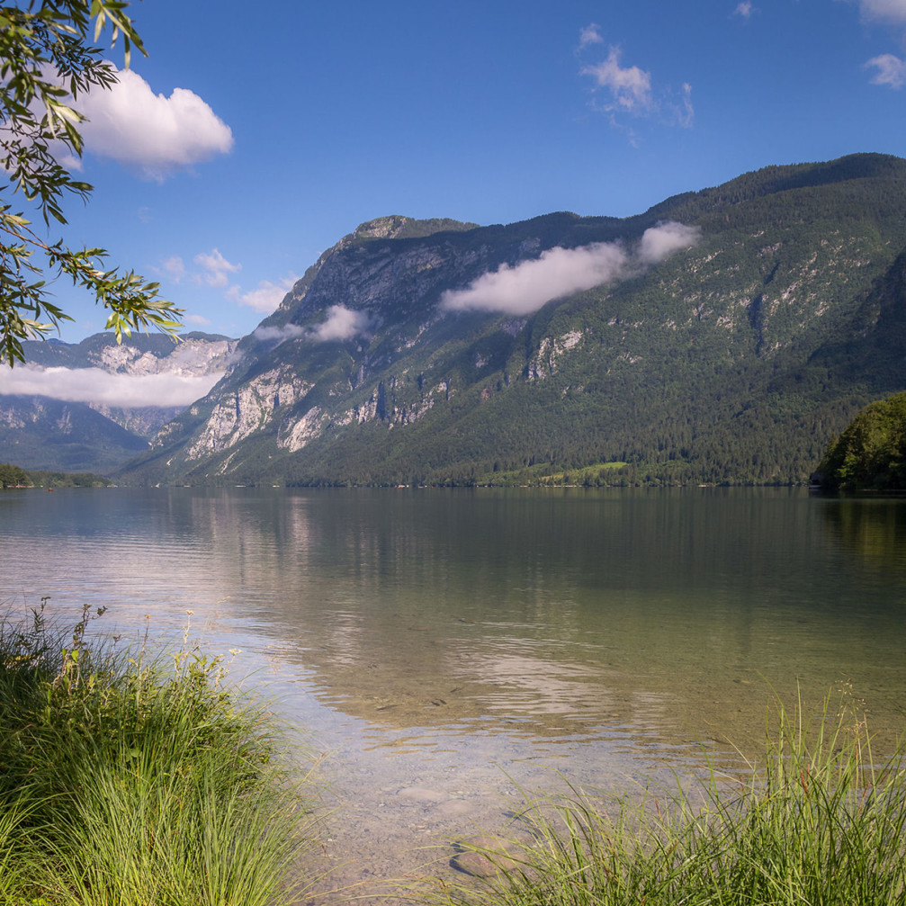 The tranquil Lake Bohinj in the Triglav National Park, Slovenia