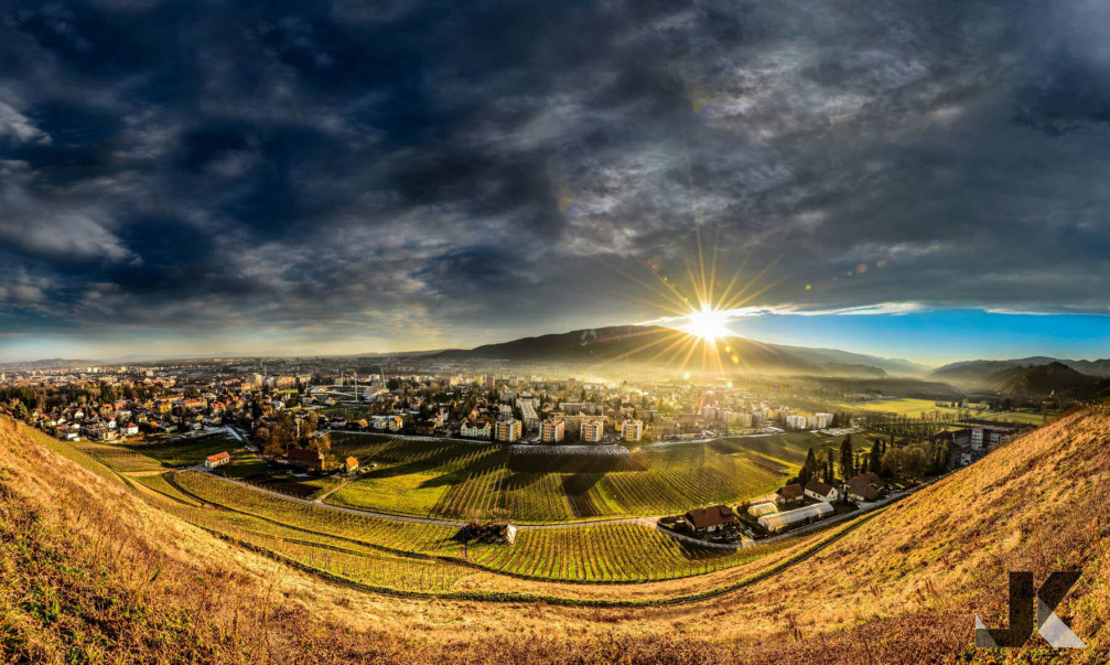 Maribor, Slovenia is lodged between the wine growing hills and the Pohorje mountain range