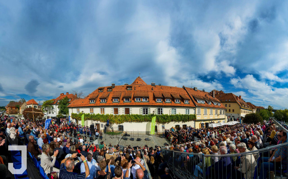 Ceremonial grape harvest of the Old Vine, the highlight of the Old Vine Festival in Maribor, Slovenia