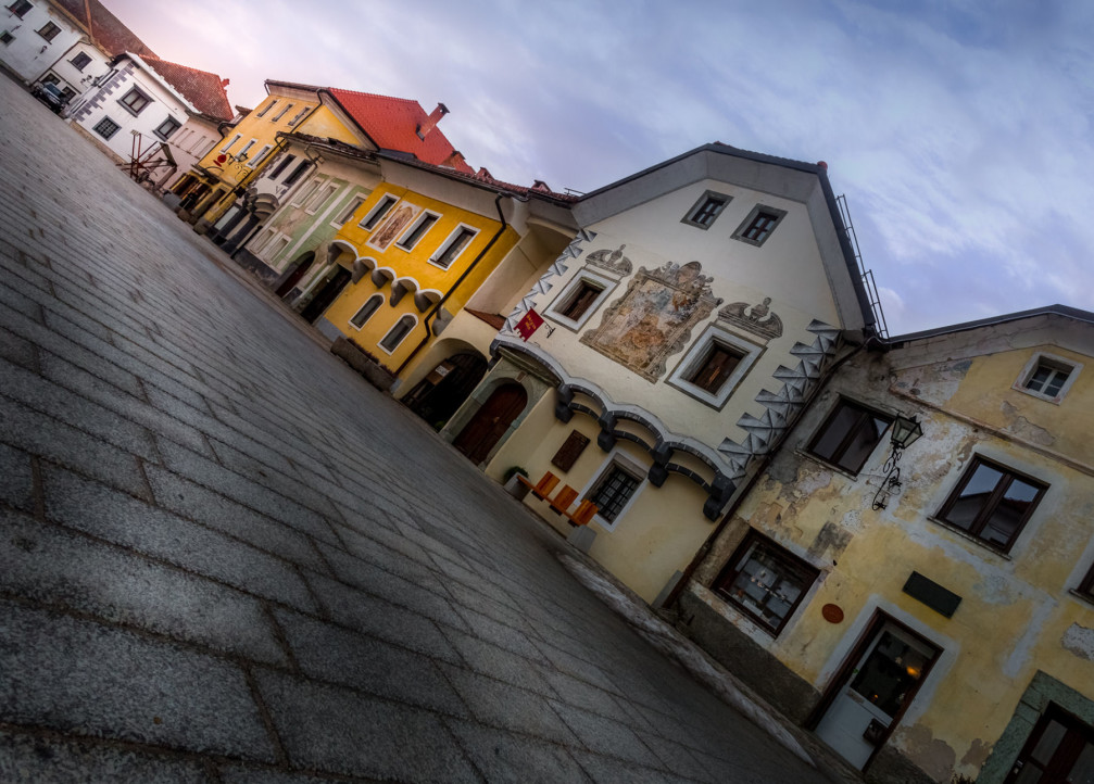 The charming medieval town of Radovljica, Slovenia has been carefully restored and protected