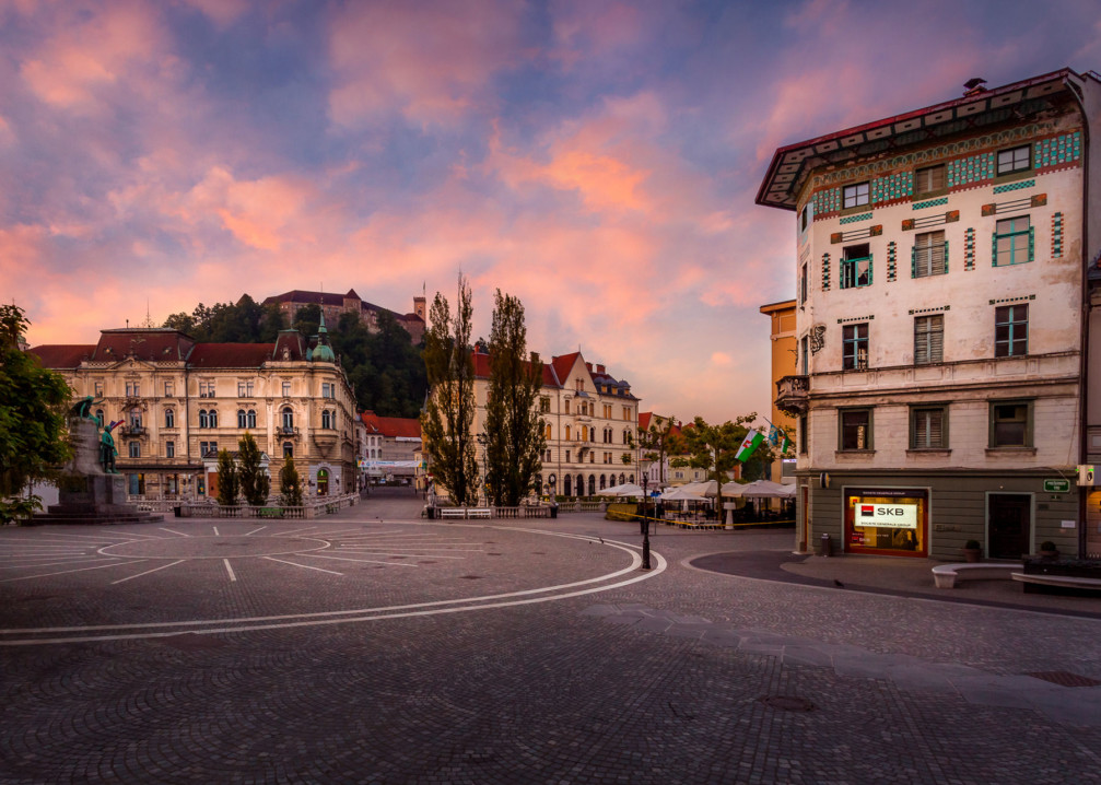 Lovely, oval-shaped Preseren Square is the hub of Slovenia's capital Ljubljana where several main roads converge