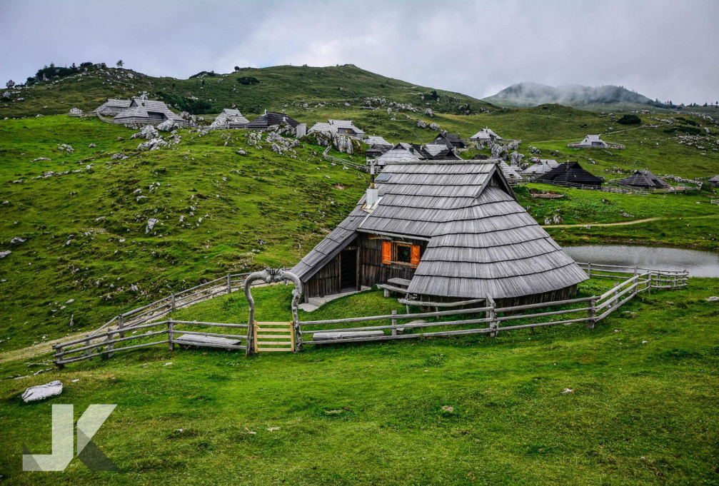 Velika planina is the most beautiful alpine pasture with many wooden shepherd's huts in Slovenia