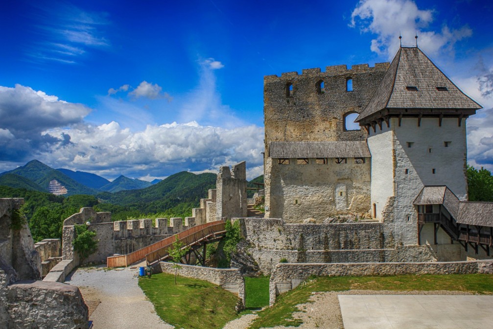 The medieval Old Castle perched on a hill above Slovenia's third largest city Celje