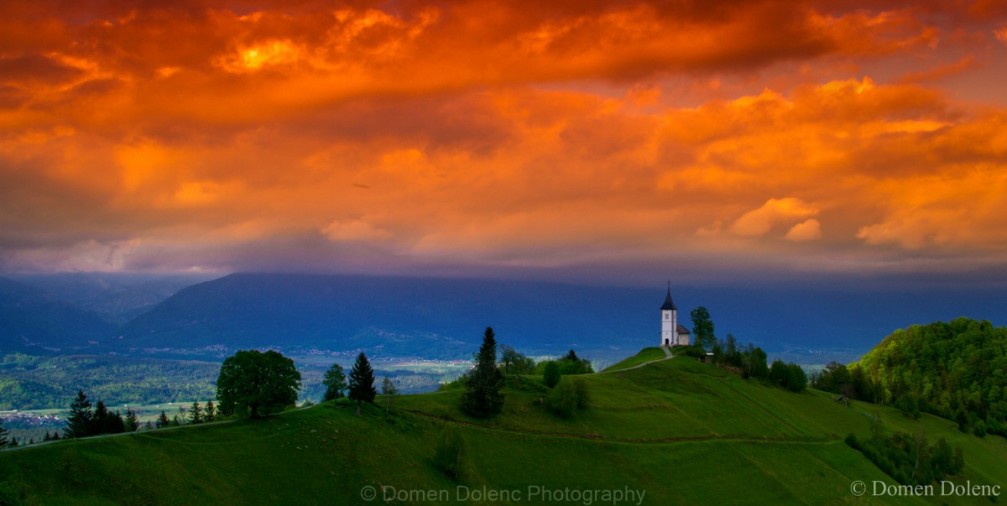 Jamnik church of Saints Primus and Felician standing in a wonderfully photogenic landscape location in Slovenia