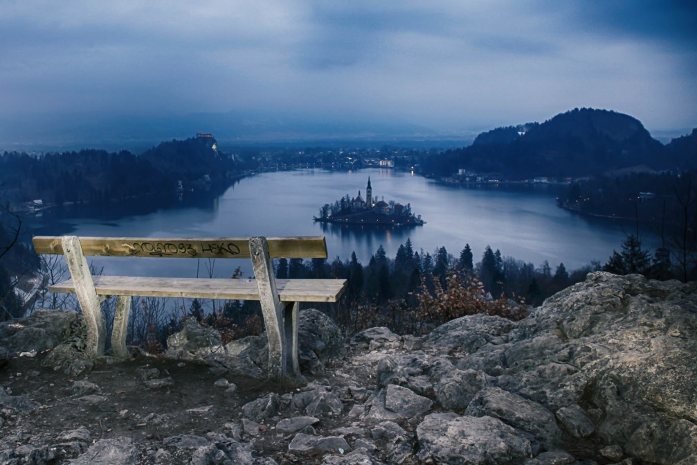 Lake Bled as seen from the Ojstrica viewpoint