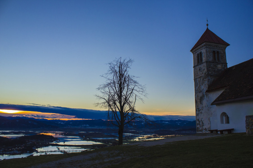 View over the flooded Ljubljana Marshes from the St. Anne Hill above Podpec, Slovenia