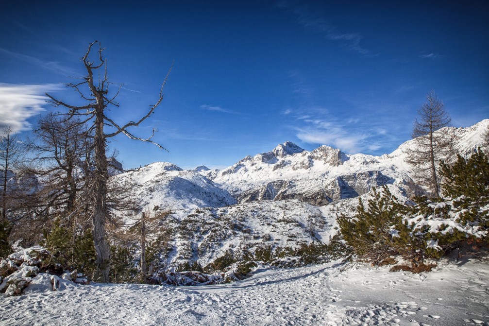 Mt Triglav in the Julian Alps in winter