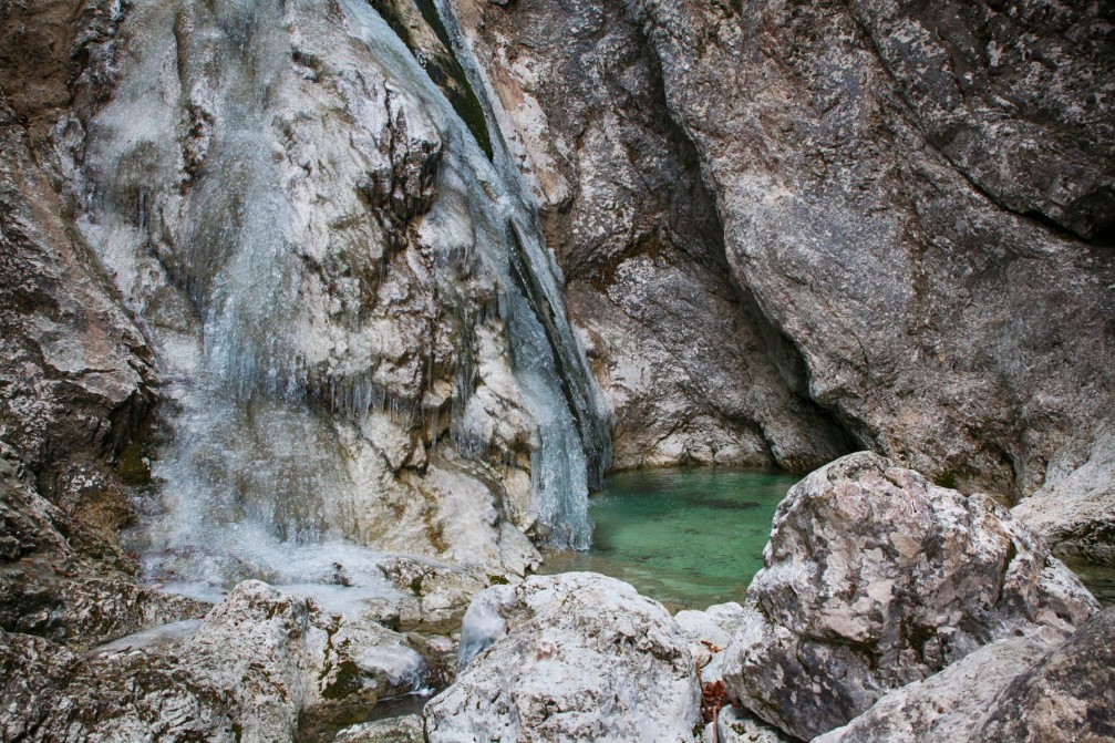 Waterfall Orglice in the Kamniska Bistrica valley, Slovenia