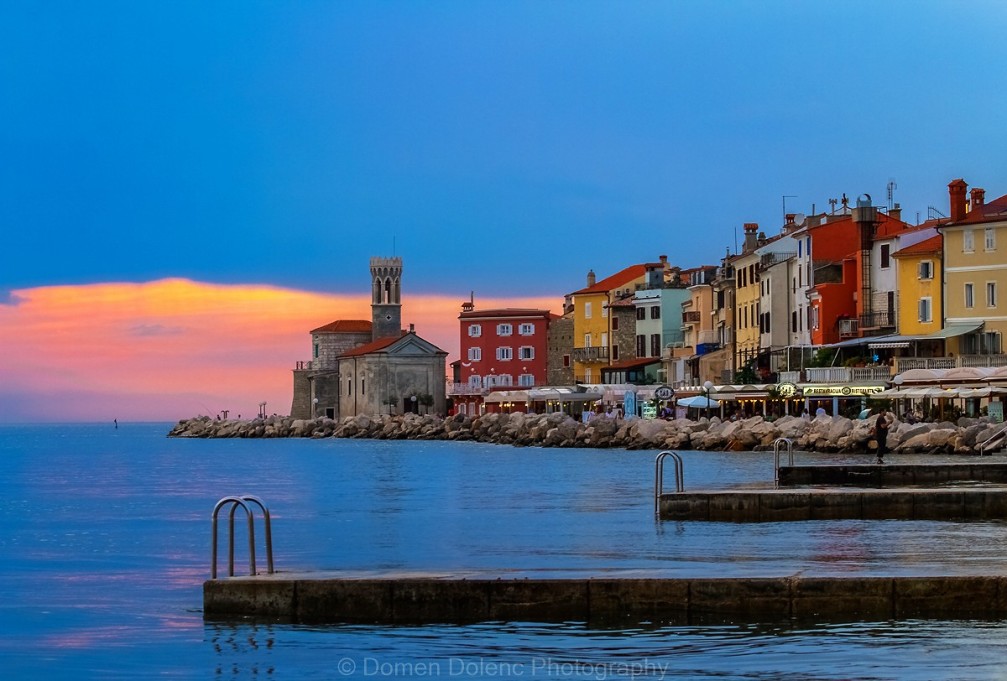 Waterfront of Piran, a beautiful coastal town in Slovenia