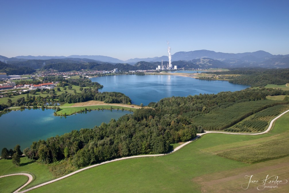 Aerial view of the Salek Valley or Saleska Dolina as it is called in Slovene