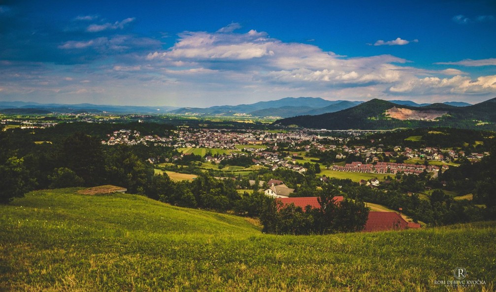 View of the town of Vrhnika, Slovenia and its surroundings