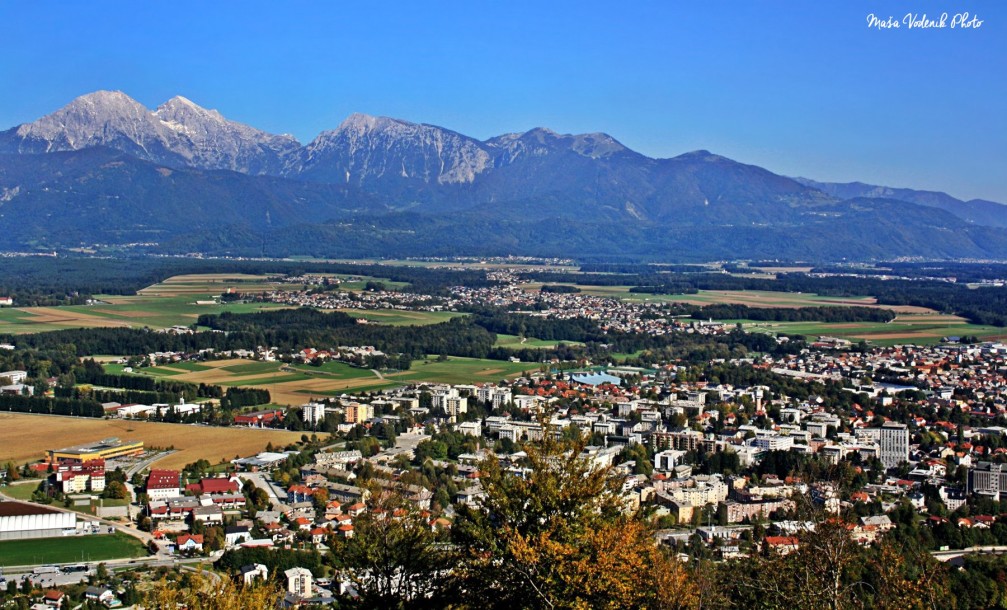 Elevated view of Kranj, the 4th largest city of Slovenia