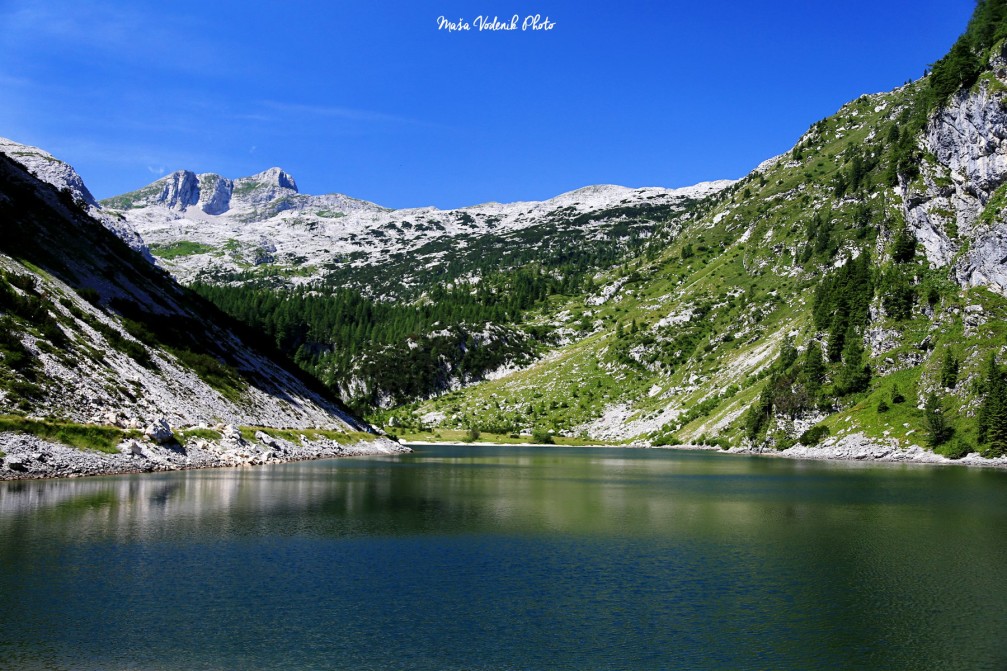 Lake Krn a.k.a. Krnsko Jezero is located in the Triglav National Park, Slovenia