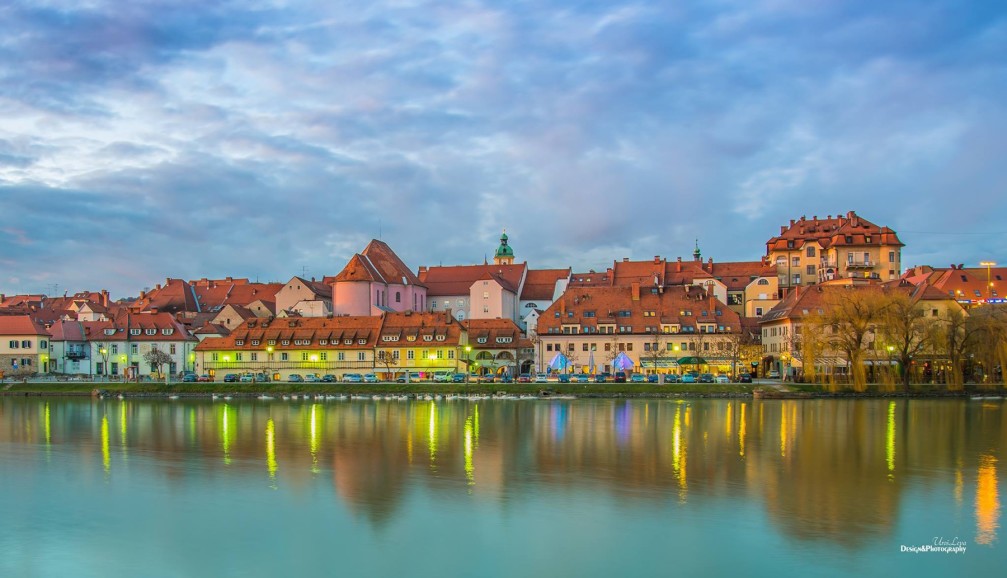 Picturesque historic houses in Maribor, the capital of the Stajerska region of Slovenia