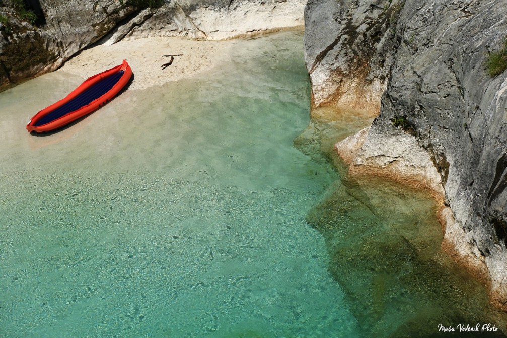 Crystal clear waters of the Soca River in Slovenia