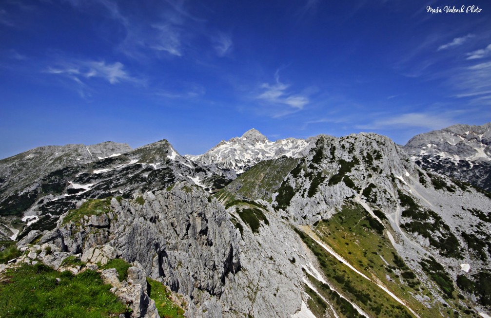 Breathtaking views of the Julian Alps from the 2,050 meter high Visevnik mountain