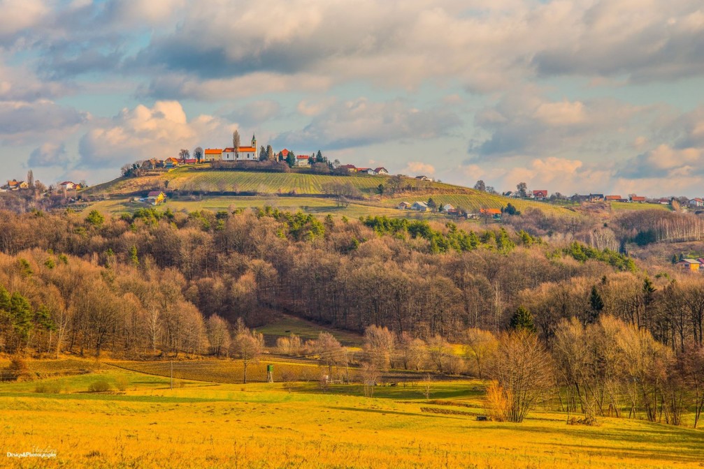 Village of Zgornja Korena located on the southwestern edge of the Slovene Hills southeast of Maribor, Slovenia