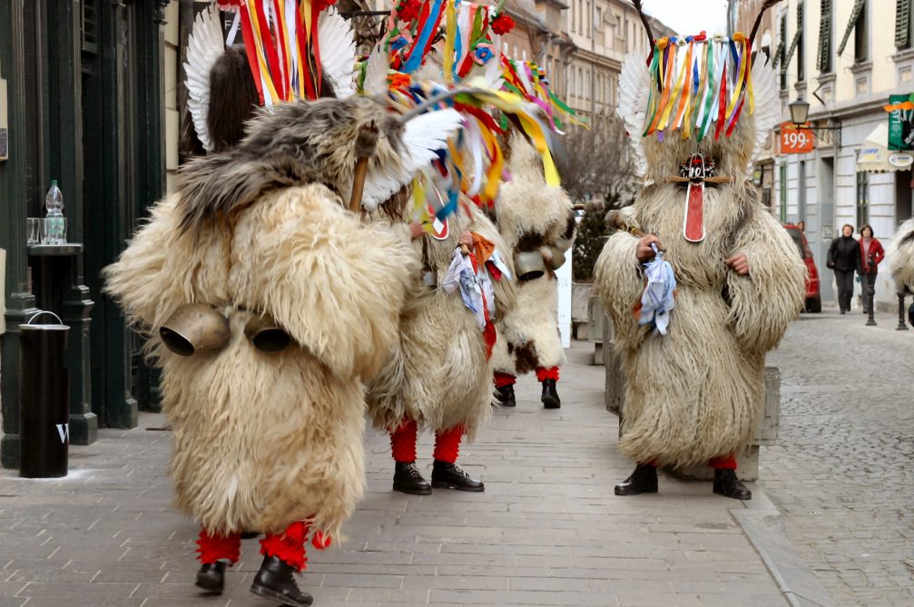 Kurents, the central carnival characters in the traditional Kurentivanje carnival in Ptuj, Slovenia
