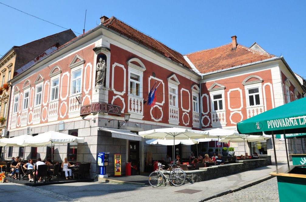 The Mestni Trg square in the historic centre of Ptuj, Slovenia
