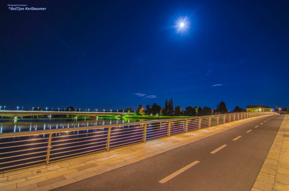 Two bridges over the Drava river in Ptuj, Slovenia