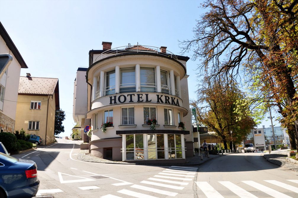 The round-shaped Krka hotel in Novo Mesto, Slovenia