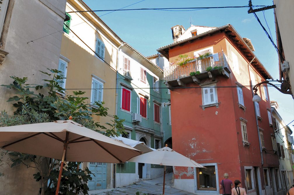 Historic houses and narrow alleys in the old part of Koper, Slovenia