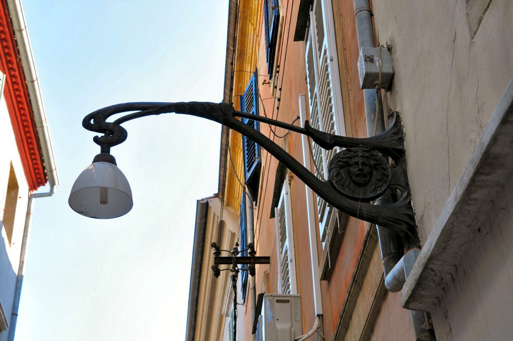 A beautiful street lamp from the forged metal in the old part of Koper, Slovenia