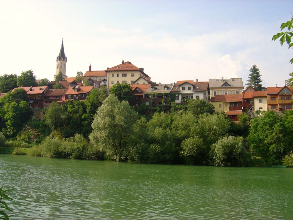 View of the Krka river and Novo Mesto's Old town