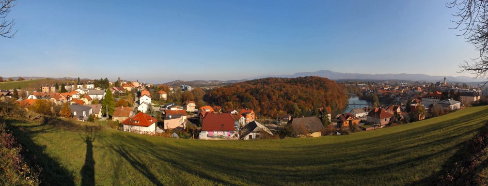 A beautiful panorama of the town of Novo Mesto from the Marof hill