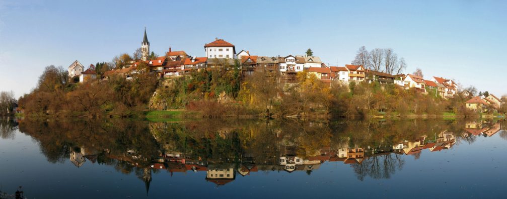 A beautiful panorama of the oldest part of Novo Mesto, Slovenia